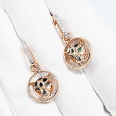 3020491 - Серьги Пантеры из золота с бриллиантами и изумрудами