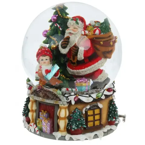 Фигурка декор в стекл шаре "Санта" (муз с ключ), D 15 см, L15 W15 H19 см