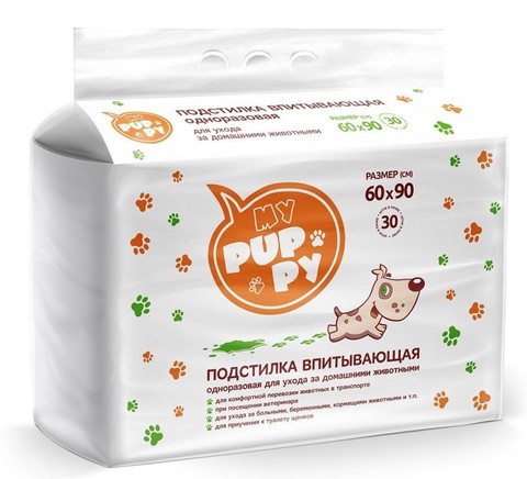 Petmil My Puppy Пеленка-туалет 30 шт подстилка впитывающая 60x90см