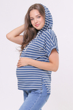 Футболка для беременных и кормящих 15994 индиго полоска