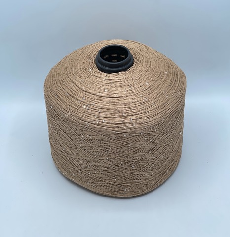 Бобинная пряжа, Linette Pailletes, 450м, 80% Лен, 20% Полиэстер(пайетка), Бежевый+пайетка. 39390