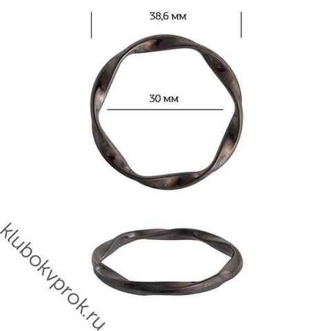 Кольцо металл, 38,6мм ( вн. 30мм), Черный никель