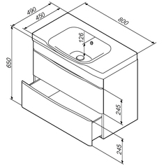 Тумба подвесная с раковиной, 80 см,  AM.PM LIKE - M80FHX0802WG