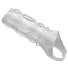 Насадка на пенис с кольцом для мошонки Clear Sensations Enhancer Sex Sleeve - 11,5 см. - 