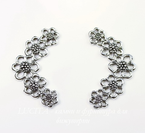 Коннектор Quest Beads "Цветы" 35х20 мм (цвет-античное серебро)