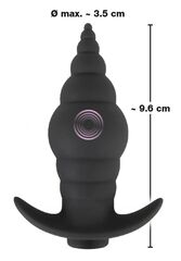 Черная анальная вибропробка RC Butt Plug - 9,6 см. - 
