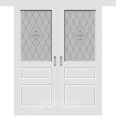 Купить Двустворчатая дверь купе эмаль VFD Chester Polar белая остеклённая