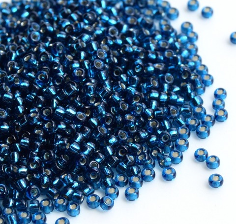 RR-1425 Бисер круглый Миюки 11/0 /Miyuki round 11/0 Dyed Silver lined blue zircon