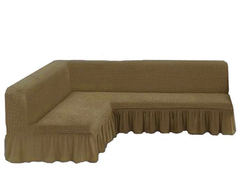 Чехол на угловой диван без подлокотников,темно-оливковый
