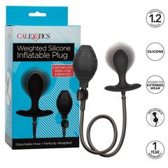 Черная расширяющаяся анальная пробка Weighted Silicone Inflatable Plug M - 