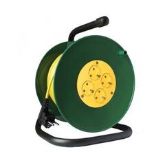 Удлинитель на пласт. катушке, 30м, 4 гнезда, ПВС 3*1.5, 3700Вт, с заземл.конт, Союз, 481S-3603