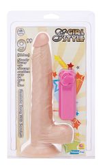 Телесный вибромассажёр на присоске G-GIRL STYLE 9INCH VIBRATING DONG - 22,9 см. - 