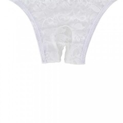 Трусики кружевные с доступом, белые, 3XL-4XL
