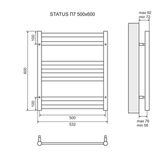 Полотенцесушитель электрический Lemark Status LM44607E П7 500x600, левый/правый