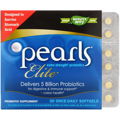 Nature's Way, Pearls Elite, экстрасильные пробиотики, 30 мягких желатиновых капсул для приема один раз в день