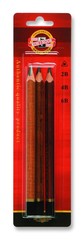 Карандаши чернографитные jumbo TRIOGRAPH 1833, 2B-6B, 3шт, блистер