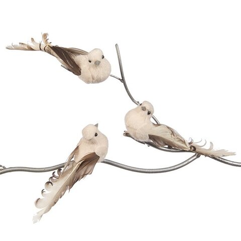 Птичка на клипсе 14см Goodwill Furry Bird On Clip кремово-коричневая в ассортименте