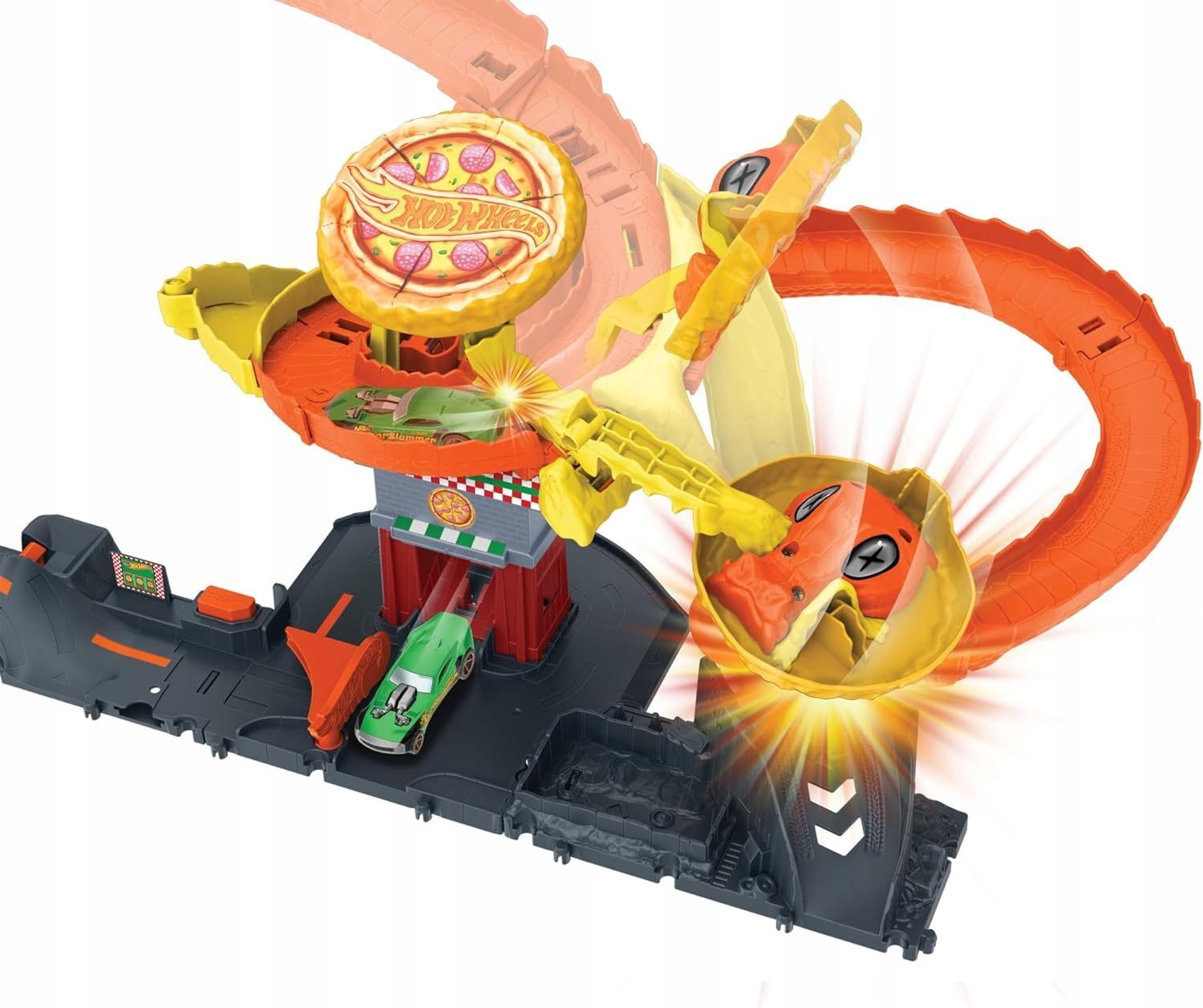 Игрушечный трек Hot Wheels City Cool Pizza - Крутая пицца Набор Атака кобры  со спиральной дорожкой в форме хвоста кобры и машинкой - Хот Вилс HTN81  купить в Москве | Доставка по России.