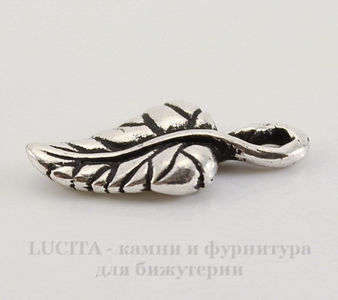 Подвеска TierraCast "Листик плюща" (цвет-античное серебро) 16х8 мм