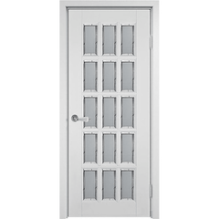 Купить Межкомнатная дверь массив ольхи Лондон 2 белая эмаль остеклённая