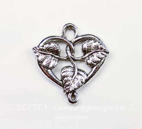 Подвеска Quest Beads "Плющ" (цвет-античное серебро) 20х19 мм