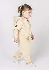 Комбинезон из футера утепленный (сливочный) открытые ножки