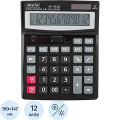 Калькулятор настольный ПОЛНОРАЗМЕРНЫЙ Attache AF-445B,12р,дв.пит,черный