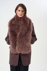 Меховой шарф, малиновый