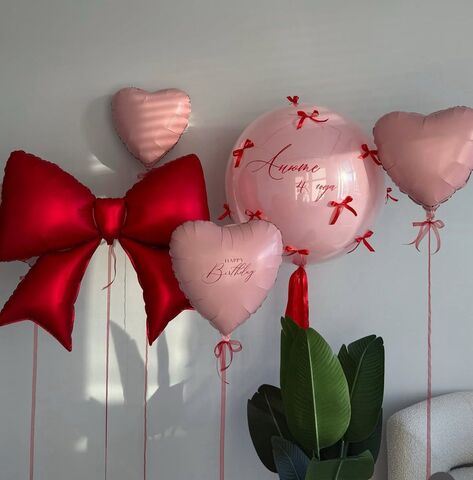 Большой шар пудрово розовый набор Бант Красный новосибирск | Wonderball-project.ru