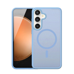 Прозрачный матовый чехол светло-голубого цвета с MagSafe от Dux Ducis для Samsung Galaxy S25 FE, серия Yind Series Case