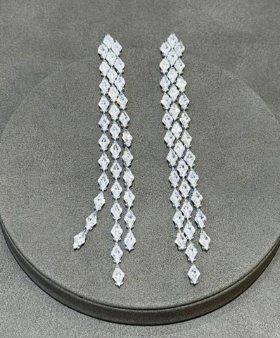 32126- Серьги длинные, вечерние с кристаллами