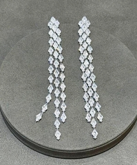 32126- Серьги длинные, вечерние с кристаллами