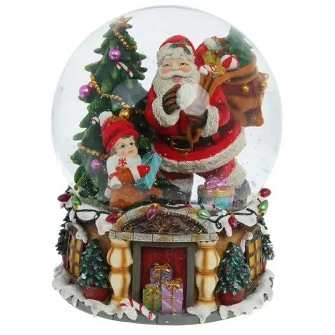 Фигурка декор в стекл шаре "Санта" (муз с ключ), D 15 см, L15 W15 H19 см