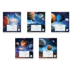 
          Тетрадь 18л., линия, Erich Krause, скрепка, офсет, мелованный картон "Космос"