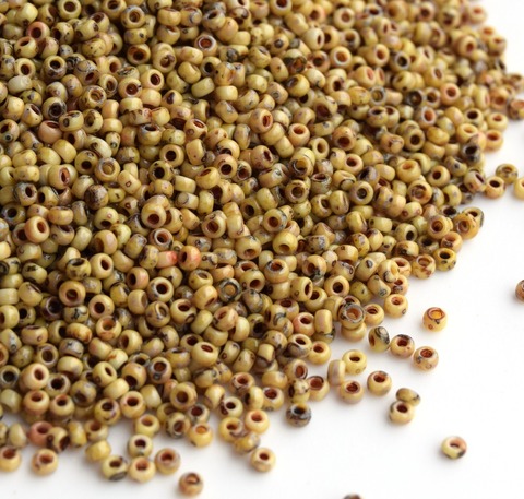 RR-4512 Бисер круглый Миюки 11/0 Желтый Пикассо непрозрачный /Miyuki round 11/0 Opaque picasso yellow