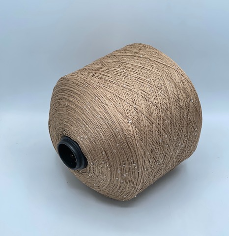 Бобинная пряжа, Linette Pailletes, 450м, 80% Лен, 20% Полиэстер(пайетка), Бежевый+пайетка. 39390