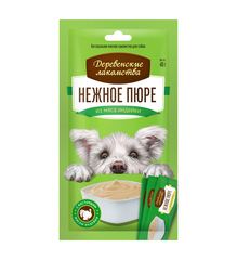 Деревенские лакомства для собак Нежное пюре из мяса индейки 4х10г