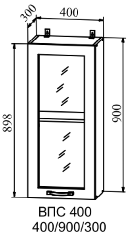 Кухня Олива шкаф верхний стекло высокий 400