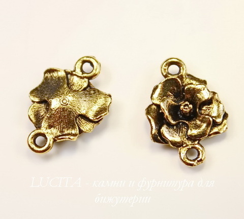 Коннектор (1-1) Quest Beads "Цветок" (цвет-античное золото) 17х12 мм ()