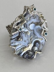 Друза агата (кольцо из серебра)