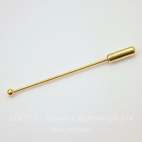 Основа для броши "Иголочка" с шариком 3 мм (цвет - золото) 51 мм