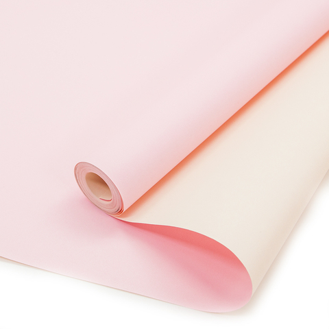 Упаковочная бумага крафт, Однотонный, Кремовый/Розовый, двухсторонний, 0,7*10 м