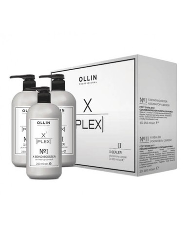 OLLIN X-PLEX НАБОР (№1 X-Bond Booster Активатор связей 1х250мл; №2 X-Sealer Усилитель связей 2х250мл)