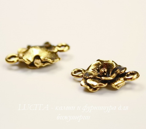 Коннектор (1-1) Quest Beads "Цветок" (цвет-античное золото) 17х12 мм ()