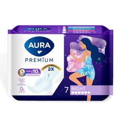 Прокладки гигиенические AURA PREMIUM, NIGHT 7ш/уп 13123