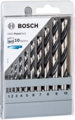 Набор из 10 спиральных сверл BOSCH HSS PointTeQ, 1–10 мм 2608577348