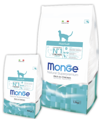 Сухой корм для кошек Monge Cat Adult Hairball, для вывода шерсти, с курицей