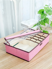 Короб для хранения с ячейками и прозрачной крышкой, цвет розовый, 44х27х11 см