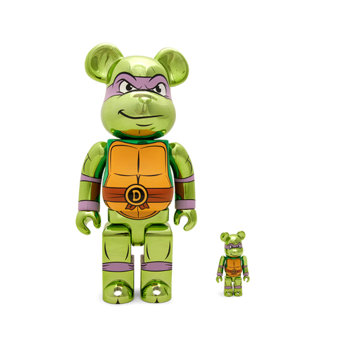 Фигурка 400% & 100% Bearbrick Set - Donatello Chrome (Teenage Mutant Ninja Turtles)