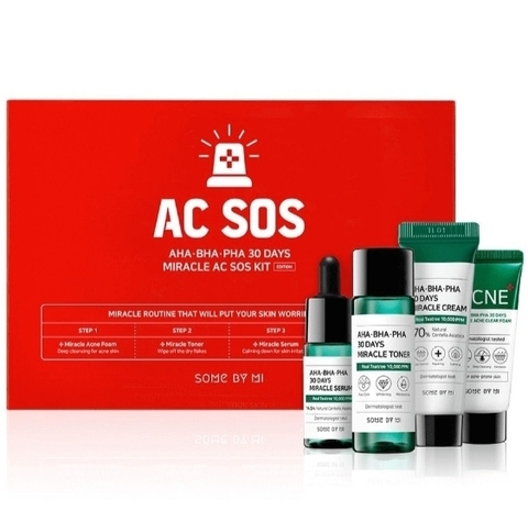 Набор с кислотами для проблемной кожи Some By Mi AC SOS AHA-BHA-PHA 30 Days Miracle AC SOS Kit